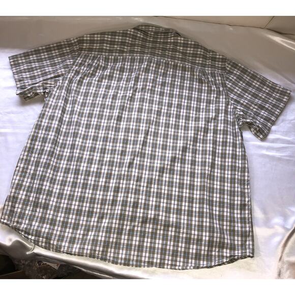 Carhartt Relax Fit Plaid Button Shirt Short Sleeve Olive Green White Mens Sz 3XL - Picture 2 of 11